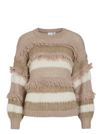 Vituri O-Neck L/S Sequin Knit Top Beige Vila