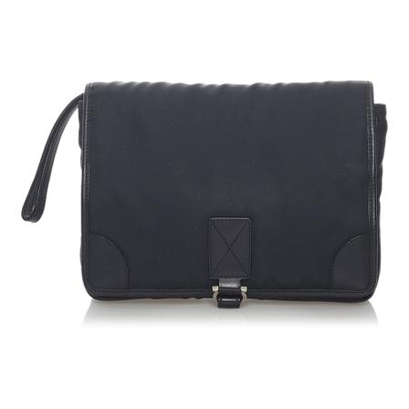 Salvatore Ferragamo Pre-owned, Gancini Nylon Clutch Bag Zwart, Dames, Maat:ONE Size