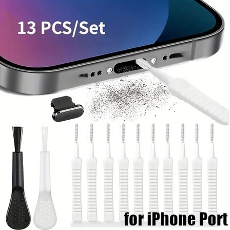 USB-C Port Støvplugg & Rengjøringssett for iPhone 16 15 14 Pro Max, Tastaturbørste[JUN]