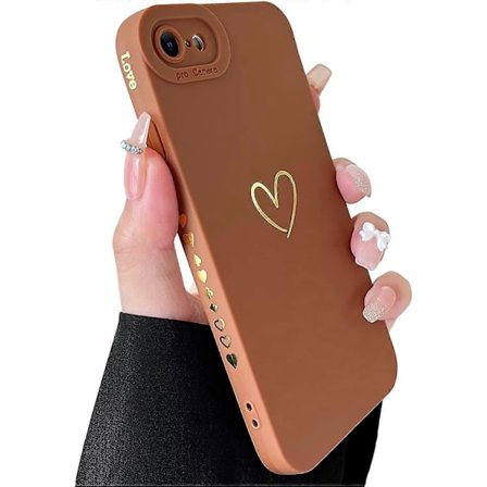 Kompatibel med iPhone SE 2022 Skal, iPhone SE 2020 Skal, iPhone 7/8 Skal Lyxigt Guldhjärta Mönster Mjukt Silikon Stötsäkert Skal för Kvinnor Flickor 