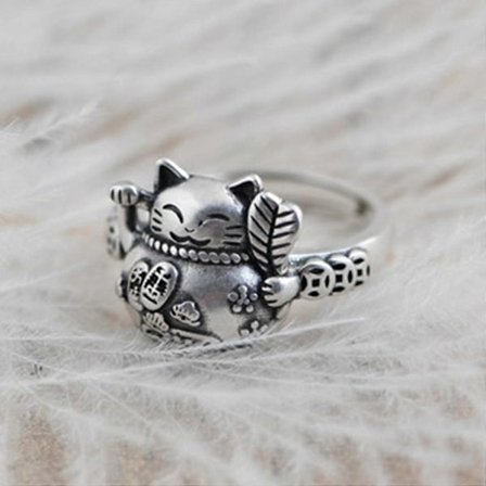 Pure Vintage Mat Mønt Gammel Kat Ring Tommelfingerringe til Kvinder Forlovelse Bryllup Fidget Ringe Smykker Gaver