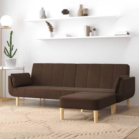 Vidaxl Bäddsoffa 2-sits Med Pall & Två Kuddar Brun Tyg Brun