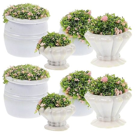 8 stk. Miniatyr Blomsterbed Modell Landskap Grønn Plante Dekor DIY Forsyninger Scenery