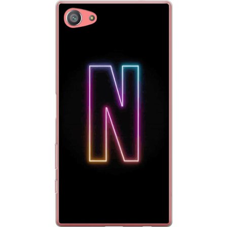 Kompatibelt Mobildeksel til Sony Sony Xperia Z5 Compact Minimalistisk neonbokstav N i fargeskiftende lys mot svart bakgrunn