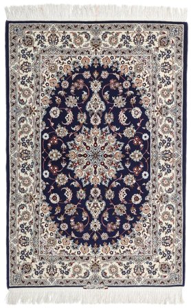 110X162 Tapis D'orient Ispahan Chaîne De Soie Signé: Intashari Beige/Violet Foncé (Laine, Perse)