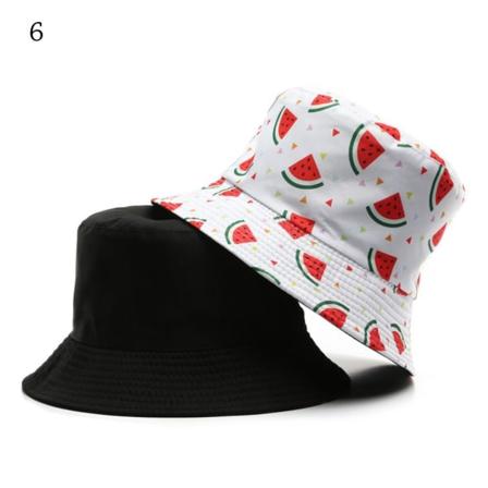 Kvinnor Fruktmönster Bucket Hat Utomhus Basin Hattar för Par Fisherman Hat 6
