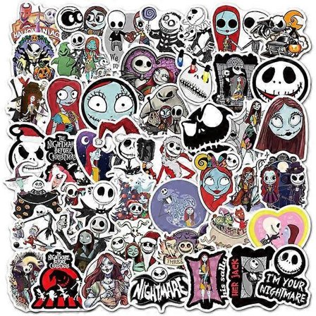 Nightmare Before Christmas Halloween Klistermærker 50-pak Sød Vinyl Vandtætte Mærkater til Laptop Vandflasker Guitar Skateboard Klistermærker