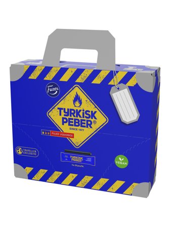 Tyrkisk PeberFazer liquorice with pepper filling in a carrier box 0.4kg