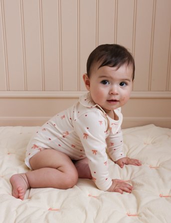 Cam Cam Copenhagen Long Sleeved Body Holly, 80 Cm - Gots - Bows - White - 68