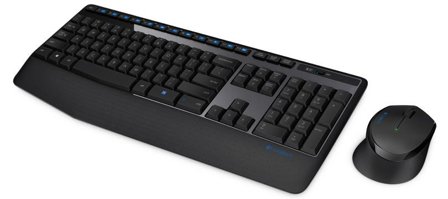 Logitech Wireless Combo MK345 - tastatur- og mussett - US International - svart, blå Inn-enhet
