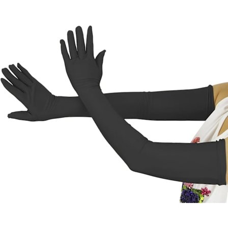 20,1" Lange Strækbare Spandex Opera Handsker, Over Albue (Sort)