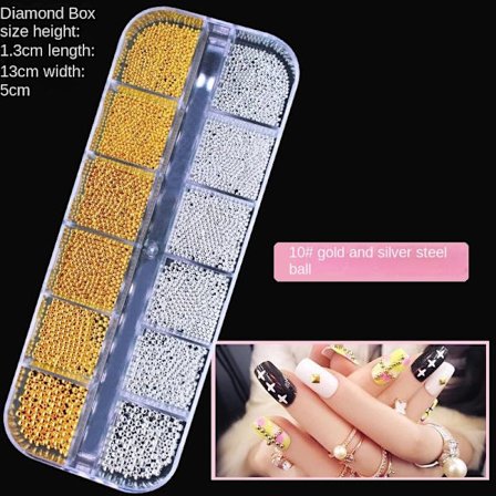 Nageldekorationer för Nail Art 12 Grid Large Box Nail Rivet Metallmaterial Paljetter 12# hollow silver Rivet
