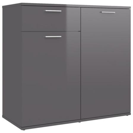 Vidaxl Skänk Grå Högglans 80x36x75 Cm Konstruerat Trä Grå