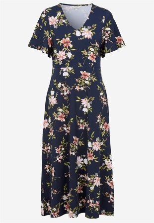 Cellbes of Sweden - Jerseykjole med et blomstermønster i marine / blomstret til damer i størrelse 58/60