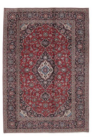 Tapis D'orient Kashan 200X291 Noir/Rouge Foncé (Laine, Perse/Iran)