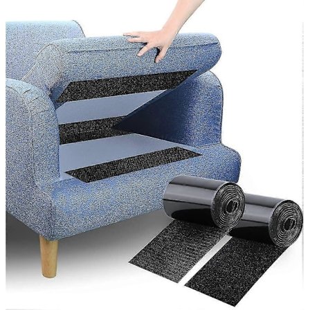 Halkfri Kuddfastsättare för Soffa - Självhäftande Kardborreband för att Förhindra att Soffkuddar Glider, 10cm X 1.5m i Svart