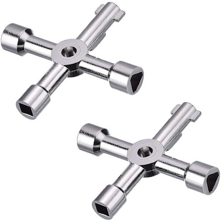 2-pak Elektriske Skabsnøgler Gas Måler Nøgler Utility 4-vejs Nøgler Til Multi-applikation (sølv) (ShiKai)