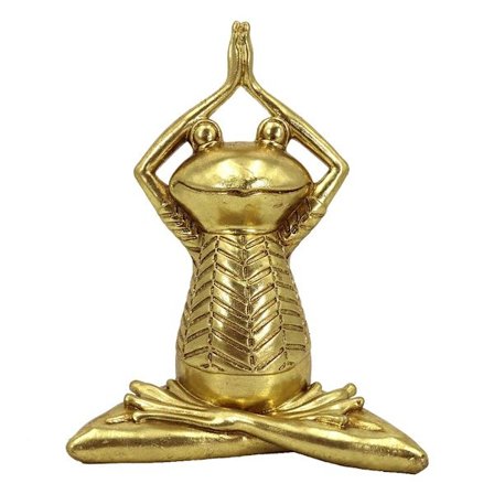 Joogasammakkopatsas, 16x11x21cm, kultainen polyresiini
