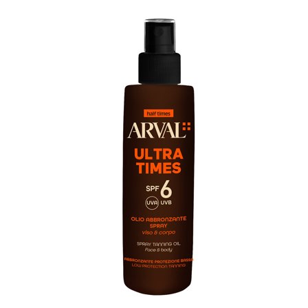 Arval Half Times Ultra Times SPF6 - Olio Abbronzante Spray 125ml - Olio solare corpo bassa prot.