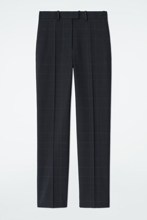 COS Women's Storrutiga Byxor Med Raka Ben in Blå