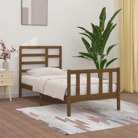 Vidaxl Sängram Honungsbrun Massiv Furu 100x200 Cm Brun