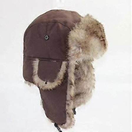 Taslan Ushanka Trapper -hattu - Tekoturkisvuorattu venäläistyylinen lämmin talvilakki (kahvinvärinen)