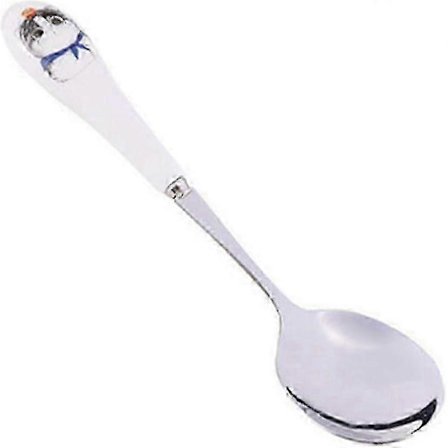 Nye modeller Rustfritt stål skje for barn Husholdnings hvit keramisk skje, Høy temperaturbestandig Anti-fall Søt Smilende Ansikt Carto BJS