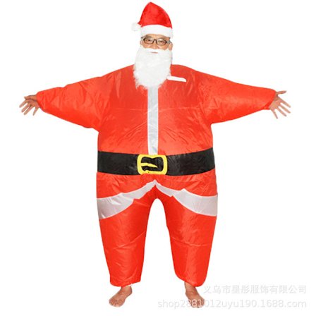 Oppblåsbar Nissekostyme, Oppblåsbar Juletrekostyme, Oppblåsbar Julesnømannkostyme, Sceneforestillingskostyme Voksen Julenisse One size