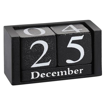 Nyaste Vintage Träkalender, Trä Datum Block Evighetskalender För Skrivbord, Tid Koncept Rustika Trä Kuber(Svart)