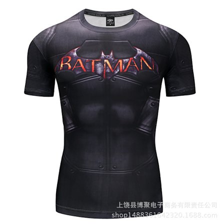 Digital Print Superman Kortærmet Captain America Sports Tætsiddende Tøj Hurtigtørrende Fitness Stretch T-shirt