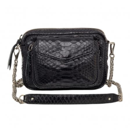 Claris Virot, Python Charly Black Silver Chain Bag Zwart, Dames, Maat:ONE Size