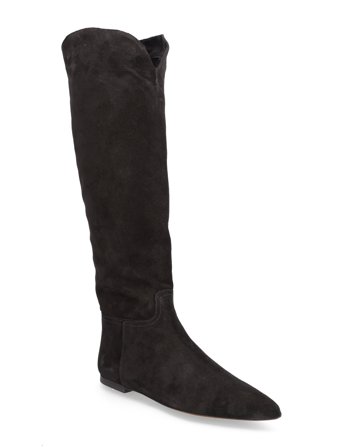 Suede Knee-High Flat Boot Black Polo Ralph Lauren