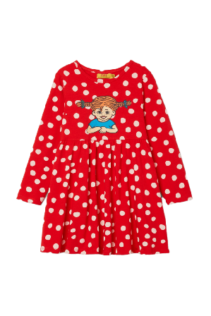 PIPPI Mönstrad Pippi-klänning ANNIKA Klänningar Röd 98/104
