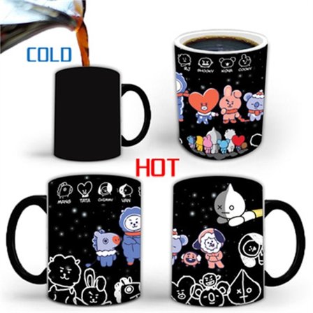 KPOP BTS BT21 Mugg Kreativa Söta Färgskiftande Muggar
