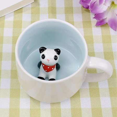 3D Panda Kaffe Krus 350ml Tegneserie Mønster Håndlaget Kaffe Krus Chr