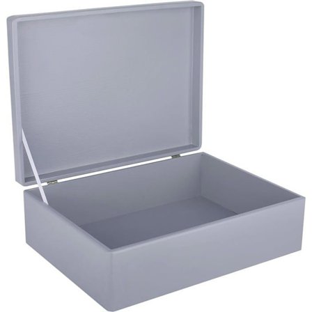 Förvaringslåda - Creative Deco - Grå - 40 x 30 x 14 cm - med lock - Massivt trä