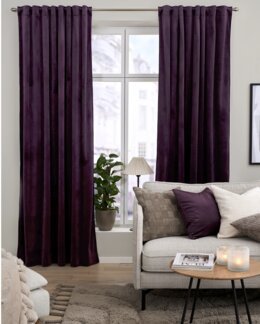 Yhdistelmänauhaverho yksivärinen sametti 2/pak Luumunliila