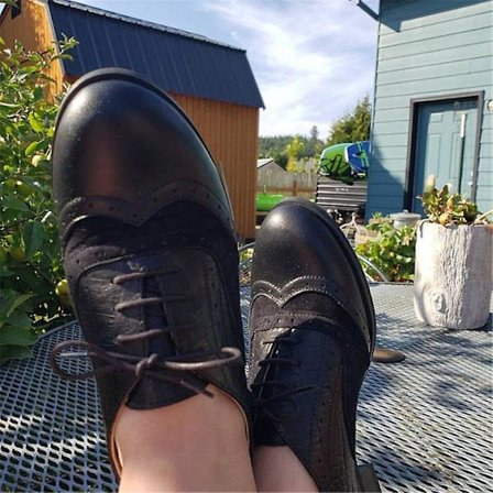 Women's Flats Oxfords Sneakers i äkta läder - Svart