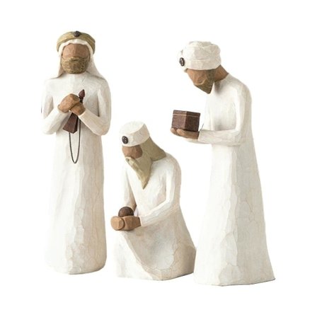 Willow træ Julekrybbe figurer af de hellige tre konger, hånddekoreret 26027