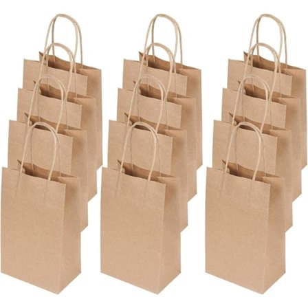 Papirsposer, 12 brune gaveposer og slikposer med håndtag, Kraftpapirsposer til børnefester, Celeb