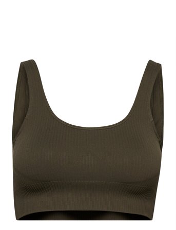 aim ́n | Khaki Ribbed Seamless Bra | XS