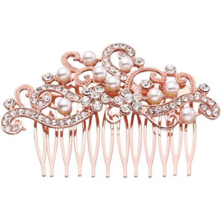 Brudslöja Bröllopshår Sido Kam Vintage Brudklänning Hår Kam Hårdelar Hår Tillbehör(Rose Gold)