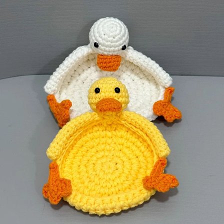 New Duck Panda Crochet Coaster Insulated Water Non-slip Pad Cartoon Animal Heat-resistant Cup Mat Handmade Placemat Home Kitchen