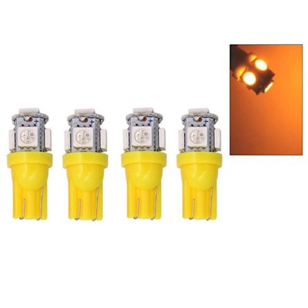 T10 w5w gulorange LED-lampor med 5 st. 5050SMD chip 12V DC, 4-pack.