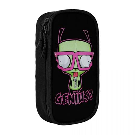 Ihana Kawaii Invader Zim -kynäkotelo Kynälaatikko Kynä Opiskelijalle Suuri Säilytyslaukku Toimisto Vetoketju black