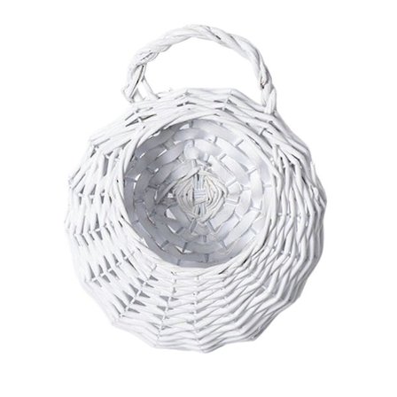 Rottinkinen riippuva kukka-amppeli seinäistutuslaatikko nurmikolle, pihalle, parvekkeelle, ruukunpidike puuta