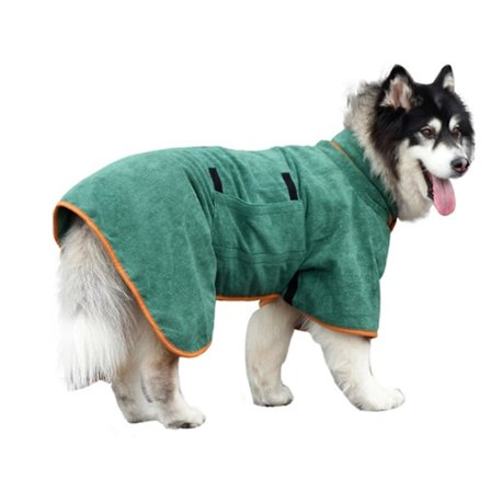Hundbadrock Handduk Mjuk Superabsorberande Badrock Torkande Fukt Pyjamas För Hund Ny Grön Xl