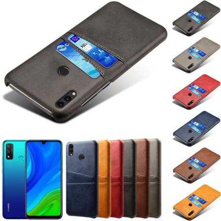 Huawei P Smart 2020 Skal Fodral Skydd Skinn Läder Kort Visa - Mörkbrun P Smart 2020