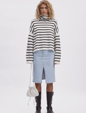 Gestuz Alphagz Rollneck Striped Noos - White - S