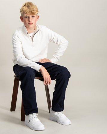 Grunt GRLudvig Half Zip Knit Kremfarget Genser Gutt - Kids Brand Store
